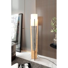 Ayrex Minimalist Lambader – Modern Ahşap Görünümlü Gövde, 135 cm Yükseklik, Kompakt Kare