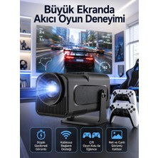 Çift Kollu Game Box Projeksiyon Cihazı Kumandalı Android Tv Dahili Hoparlör