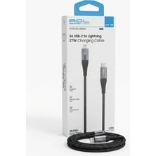 Acl Aura Akse 3A Usb-C To Lightning 27W Örgülü LED Tasarımlı 1.2m Hızlı Şarj ve Data Kablosu