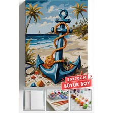 Corvo Sayılarla Boyama Seti Numaralı Tuval Fırça Boya Askı Aparatı Dahil Set 50X70 cm - Deniz Çapa