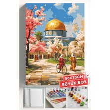 Corvo Sayılarla Boyama Seti Numaralı Tuval Fırça Boya Askı Aparatı Dahil Set 50X70 cm - Mescidi Aksa Bahçe