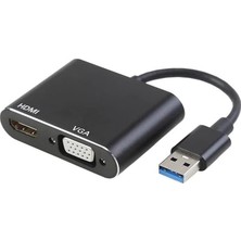 Ayrex USB 3.0 To HDMI VGA 1080P Monitör Genişletici Çevirici Dönüştürücü Adaptör