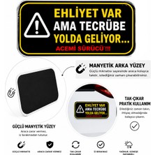 Mega Oto Market Acemi Şoför - Acemi Sürücü Magneti Tak Çıkar Manyetik Araba Bagaj Uyarı Levhası - Ehliyet Var Ama Tecrübe Yolda Geliyor