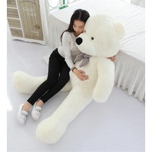 Ayrex 160 cm Papyonlu Peluş Ayı-Dev Boy-Sevgiliye Özel Hediye - Yerli (Beyaz)