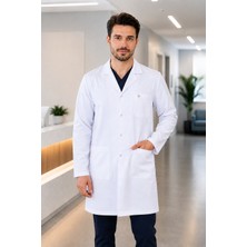 İK-AL Erkek Önlük & Hastane Doktor Laborant Hemşire Iş Önlüğü & Orta Boy Klasik Yaka Uzun Kol Önlük