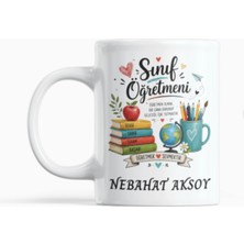 Nino Store Kişiye Özel Sınıf Öğretmeni Kupası Isimli Öğretmenler Günü Hediyesi Porselen 300 ml