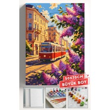 Corvo Sayılarla Boyama Seti Numaralı Tuval Fırça Boya Askı Aparatı Dahil Set 50X70 cm - Taksim Tranvay