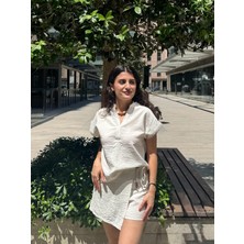 Cherie Style Kadın Bohem Nakış Detaylı V-Yaka Gevşek Kesim Bluz