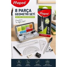 ArtMaster Teknik Çizim Seti 8 Parça 1 Paket Maped 119418 Metal Pergel Proje Matematik Geometri Gönye Açı Ölçer Iletki Metal Kutulu