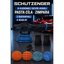 SCHUTZENGER 50-700F Şarjlı Polisaj Pasta Cila Zımpara Makine Çift Akülü Mavi Devir Ayarlı Başlık Hediyeli Pro Germany