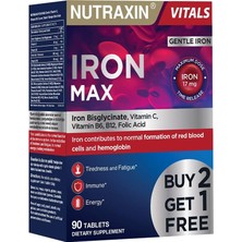 Ayrex Iron Max 17 Mg | Gentle Iron + Vitamin C, B12, B6 | 90 Tablet | Şeker ve Gluten Içermez