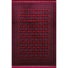 Eko Halı Sateen Afghan 02 Red Premium Yıkanabilir Afgan Desenli Kaymaz Taban Ince Dokuma Halı