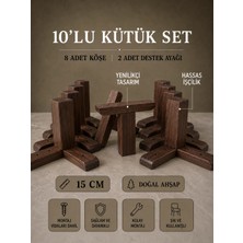 Legora Wood Design 15 cm Koyu Ceviz Kütük Ahşap Mobilya Ayakları 10'lu Set Köşe Ayak ve Destek Ayağı Robot Süpürge Uyumlu