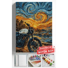 Corvo Sayılarla Boyama Seti Numaralı Tuval Fırça Boya Askı Aparatı Dahil Set 50X70 cm - Yıldızlı Gece Motor