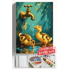 Corvo Sayılarla Boyama Seti Numaralı Tuval Fırça Boya Askı Aparatı Dahil Set 50X70 cm - Musluk ve Ördek