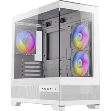 Ayrex Mini CX500M Argb Beyaz Micro-Atx Mini-Itx Bilgisayar Kasası, Temperli Cam, Argb Fanlı