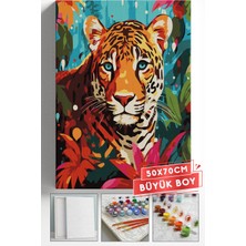 Corvo Sayılarla Boyama Seti Numaralı Tuval Fırça Boya Askı Aparatı Dahil Set 50X70 cm - Mavi Göz Kaplan