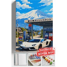 Corvo Sayılarla Boyama Seti Numaralı Tuval Fırça Boya Askı Aparatı Dahil Set 50X70 cm - Araba Benzin Istasyonu