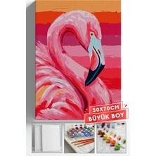 Corvo Sayılarla Boyama Seti Numaralı Tuval Fırça Boya Askı Aparatı Dahil Set 50X70 cm - Turuncu Flamingo