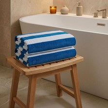 Rani Mobilya Rani Home Banyo Havlusu Seti  Beyaz - Mavi BD-6441