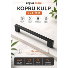 Ergün Store Köprü Lüks Kulp Metal 224MM ( Iki Vida Arası 22.4cm) Mat Siyah Dolap , Çekmece, Şifonyer Kulpu 5 Adet
