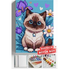 Corvo Sayılarla Boyama Seti Numaralı Tuval Fırça Boya Askı Aparatı Dahil Set 50X70 cm - Tasmalı Kedi