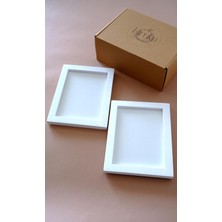 Ayrex Ahşap Çerçeve 13X18 cm 2'li Set Siyah & Beyaz & Ahşap Renkli Premium (Beyaz)