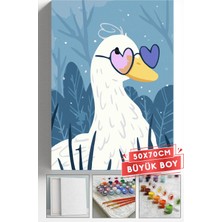 Corvo Sayılarla Boyama Seti Numaralı Tuval Fırça Boya Askı Aparatı Dahil Set 50X70 cm - Gözlüklü Ördek