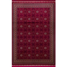 Eko Halı Sateen Afghan 03 Red Premium Yıkanabilir Afgan Desenli Kaymaz Taban Ince Dokuma Halı