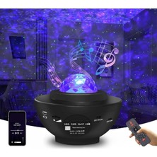 Ayrex LED Yıldız Bluetooth Hoparlör USB Projektör Okyanus Dalgası 21 Modlu Gece Lambası