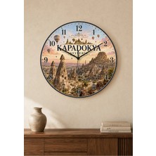 AA Shop Kapadokya Türkiye Şehir Manzaraları Desenli Dekoratif Baskılı Ahşap Duvar Saati 45 cm Sessiz Akar Mekanizma 892