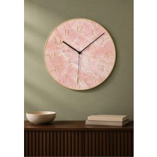 AA Shop Lüks Mermer Desenli Baskılı Dekoratif Baskılı Ahşap Duvar Saati 45 cm Sessiz Akar Mekanizma 878