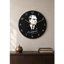 AA Shop Atatürk Temalı Baskılı Dekoratif Baskılı Ahşap Duvar Saati Sessiz Akar Mekanizmalı 810