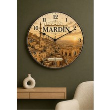 AA Shop Mardin Türkiye Şehir Manzaraları Desenli Dekoratif Baskılı Ahşap Duvar Saati 45 cm Sessiz Akar Mekanizma 893