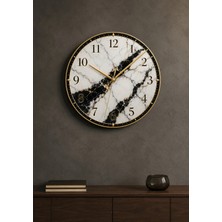 AA Shop Lüks Mermer Desenli Baskılı Dekoratif Baskılı Ahşap Duvar Saati 45 cm Sessiz Akar Mekanizma 880