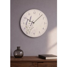 AA Shop Dekoratif Baskılı Ahşap Botanik Desenli Duvar Saati Sessiz Akar Mekanizmalı Modern Çiçek ve Yaprak 824