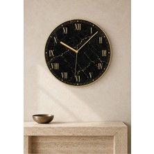 AA Shop Lüks Mermer Desenli Baskılı Dekoratif Baskılı Ahşap Duvar Saati 45 cm Sessiz Akar Mekanizma 881