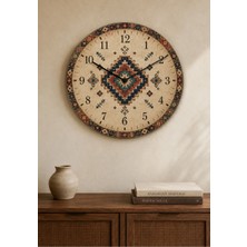 AA Shop Anadolu Motifli Baskılı Duvar Saati Etnik Kilim Desenli Sessiz Dekoratif Baskılı Ahşap Saat 802