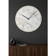 AA Shop Lüks Mermer Desenli Baskılı Dekoratif Baskılı Ahşap Duvar Saati 45 cm Sessiz Akar Mekanizma 877