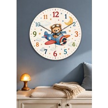 AA Shop Çocuk ve Bebek Odası Duvar Saati Modelleri Renkli Baskı Eğitici ve Sessiz Dekoratif Baskılı Ahşap Saat 830
