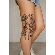 Tattoo Gerçekçi 2 Adet Çiçek Model Geçici Kol Bacak Geçici Sticker Yapıştırma Dövme