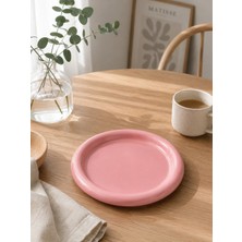 Beige & Stone Seramik Pembe Donut Kahvaltı Pasta Yemek ve Tatlı Servis Tabak 25 cm