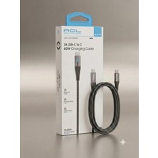 Acl Aura Akse 3A Usb-C To Type-C 60W Örgülü LED Tasarımlı Şarj ve Data Kablosu (1.2 Metre)