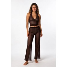 Aquella Desenli Tül Crop Top-Pantolon Takım