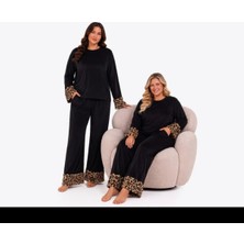 Yare Büyük Beden Kadife Peluş Kollu Pijama Takımı
