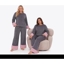 Yare Büyük Beden Kadife Peluş Kollu Pijama Takımı