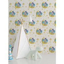 S Digital Uyuyan Fil ve Yıldızlar Duvar Sticker Seti - 120X100 cm - Bebek ve Çocuk Odası Dekoru - Kendinden Yapışkanlı Mat Pvc Folyo