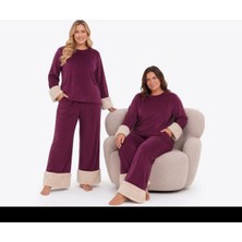 Yare Büyük Beden Kadife Peluş Kollu Pijama Takımı
