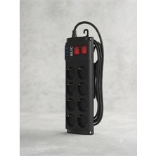 Blic Aura Akse Dikey Kule Tipi 8'li Akım Korumalı Priz - 3x Usb-A ve 1x Type-C Hızlı Şarj Çıkışlı, Bireysel Anahtarlı, Duvara Monte Edilebilir Dikey Çoklu Priz (Siyah)
