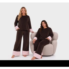 Yare Büyük Beden Kadife Peluş Kollu Pijama Takımı